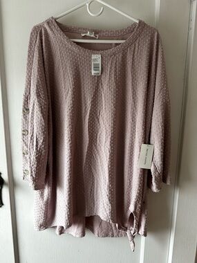 New York Laundry Dusty Rose Textured Button-Sleeve Tunic
